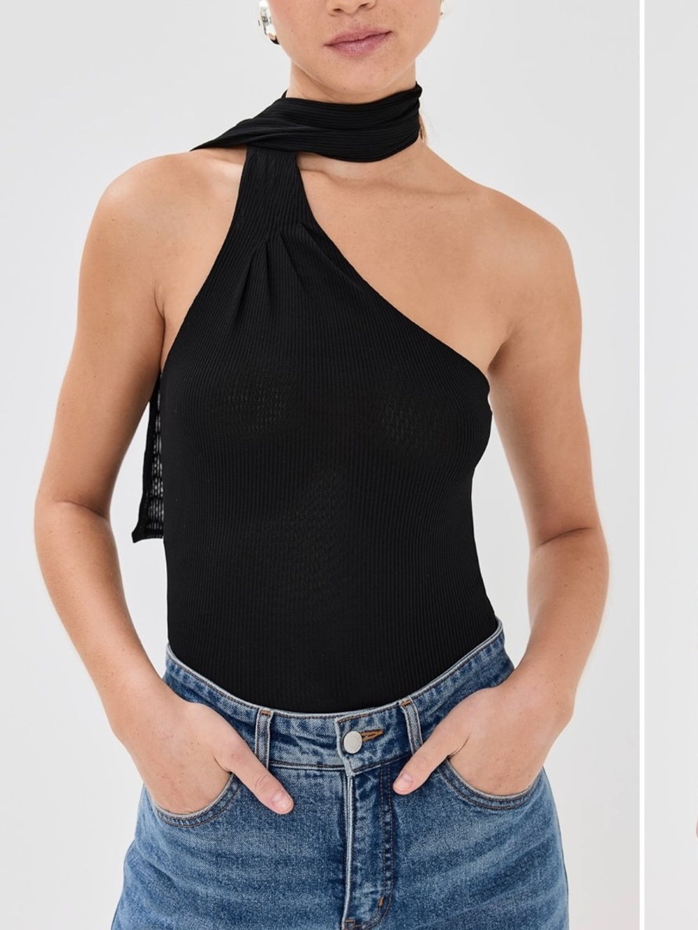 NWT Sz L Black Reformation Sophie Knit One Shoulder Top